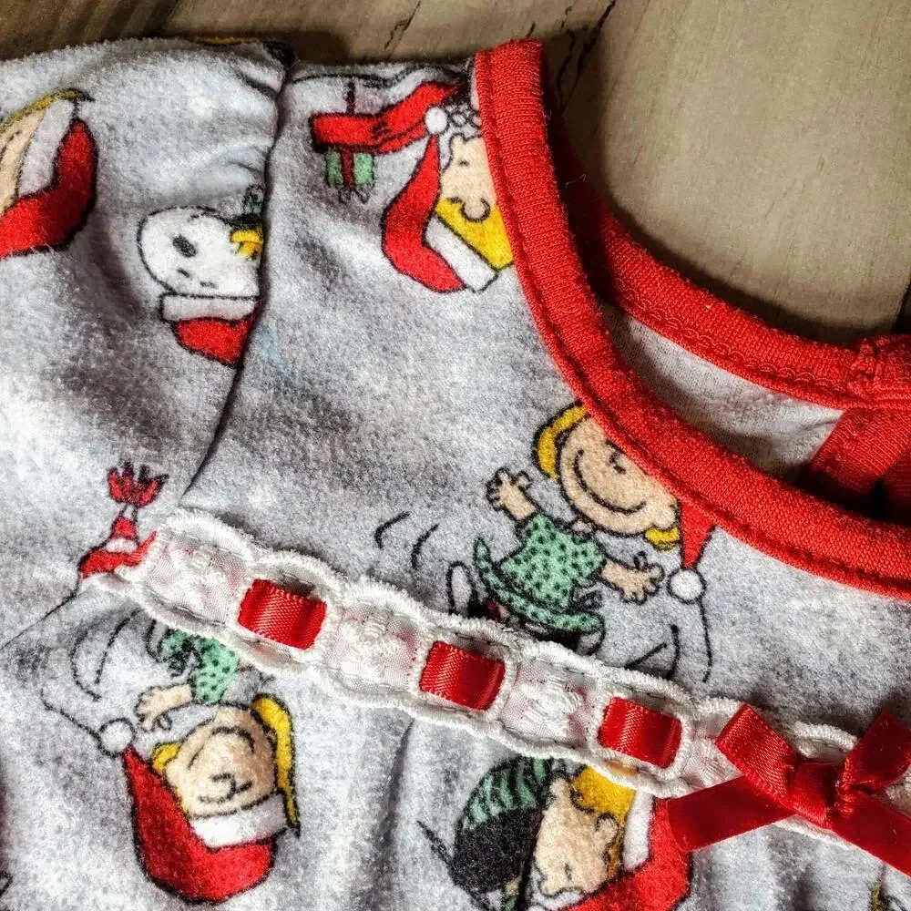 Peanuts Toddler Girls' Snoopy Holiday Christmas Soft Woven Pajama Nightgown 2T